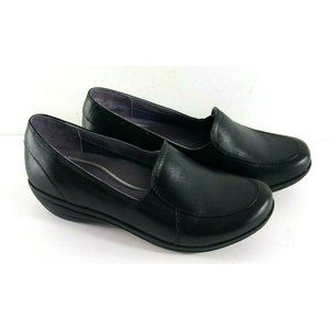 Dansko Debra Shoes Loafers Black Leather Slip On Wedged 37 US 6.5 - 7